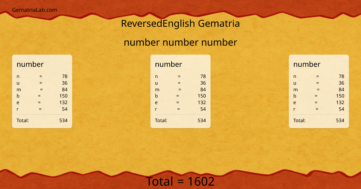 number number number in reversedEnglish Gematria